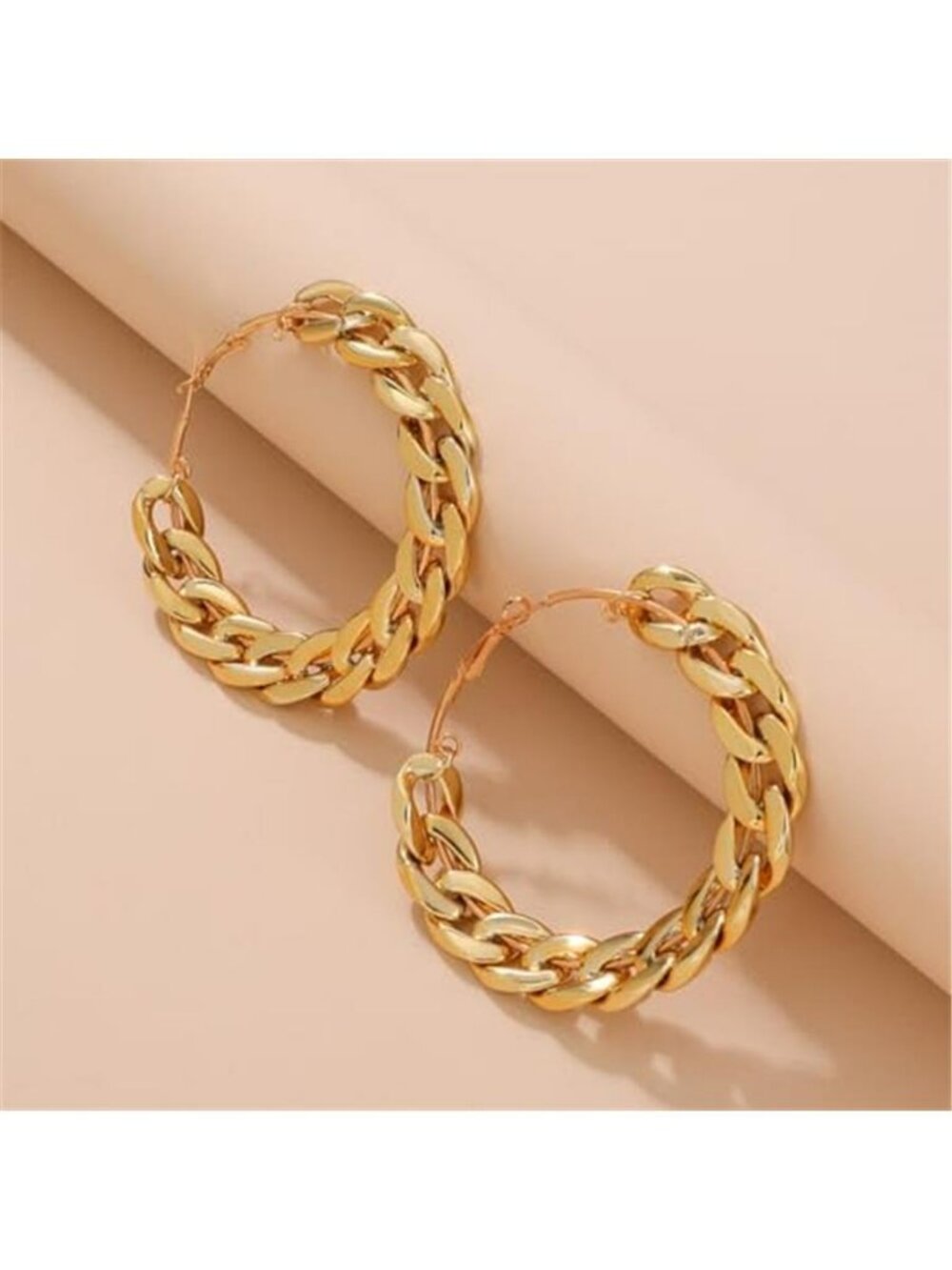 Chain Link Hoop Dangle Earrings for Women,Punk Statement Chunky Huggie Earrings